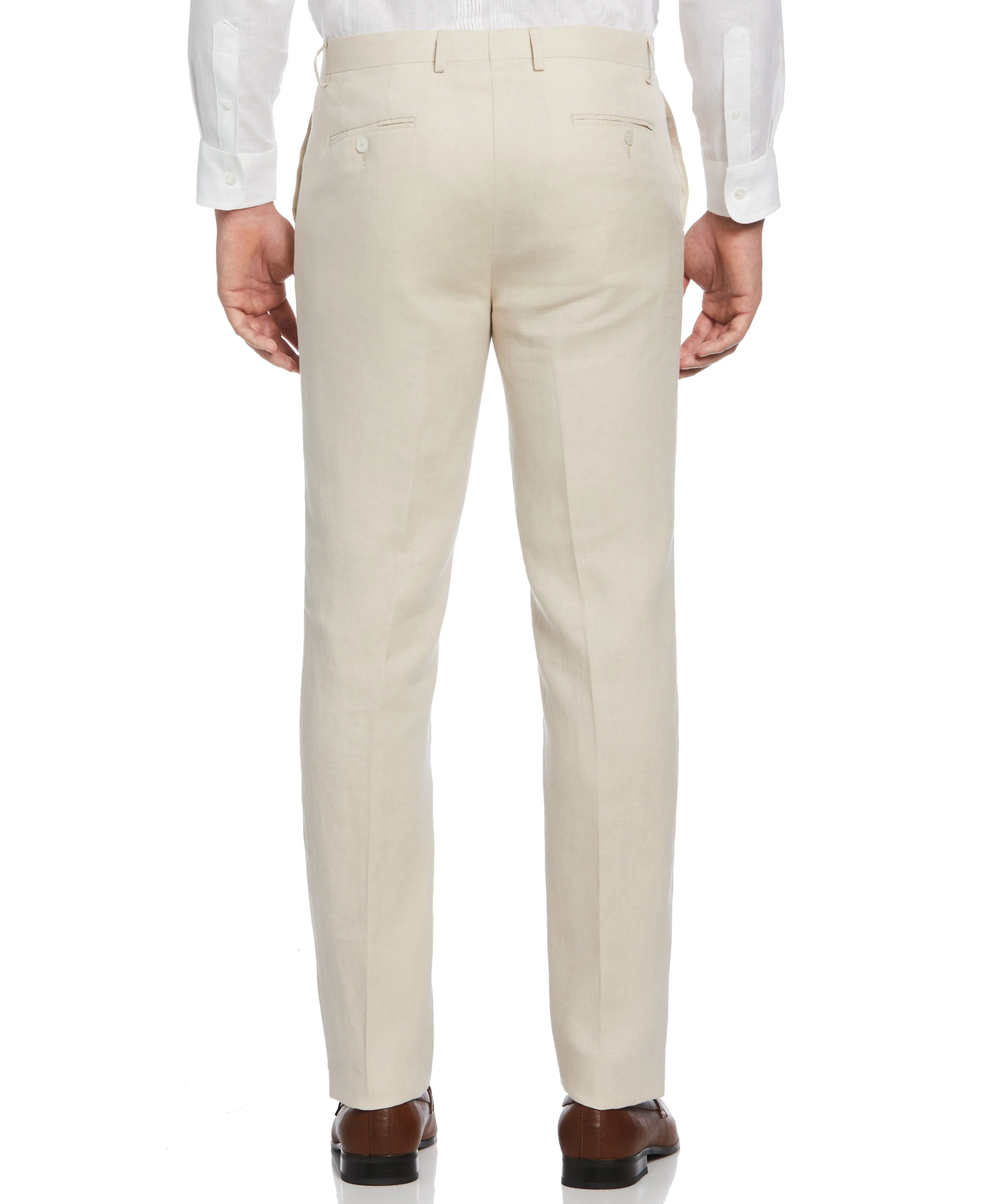100% Linen Solid Flat Front Pant