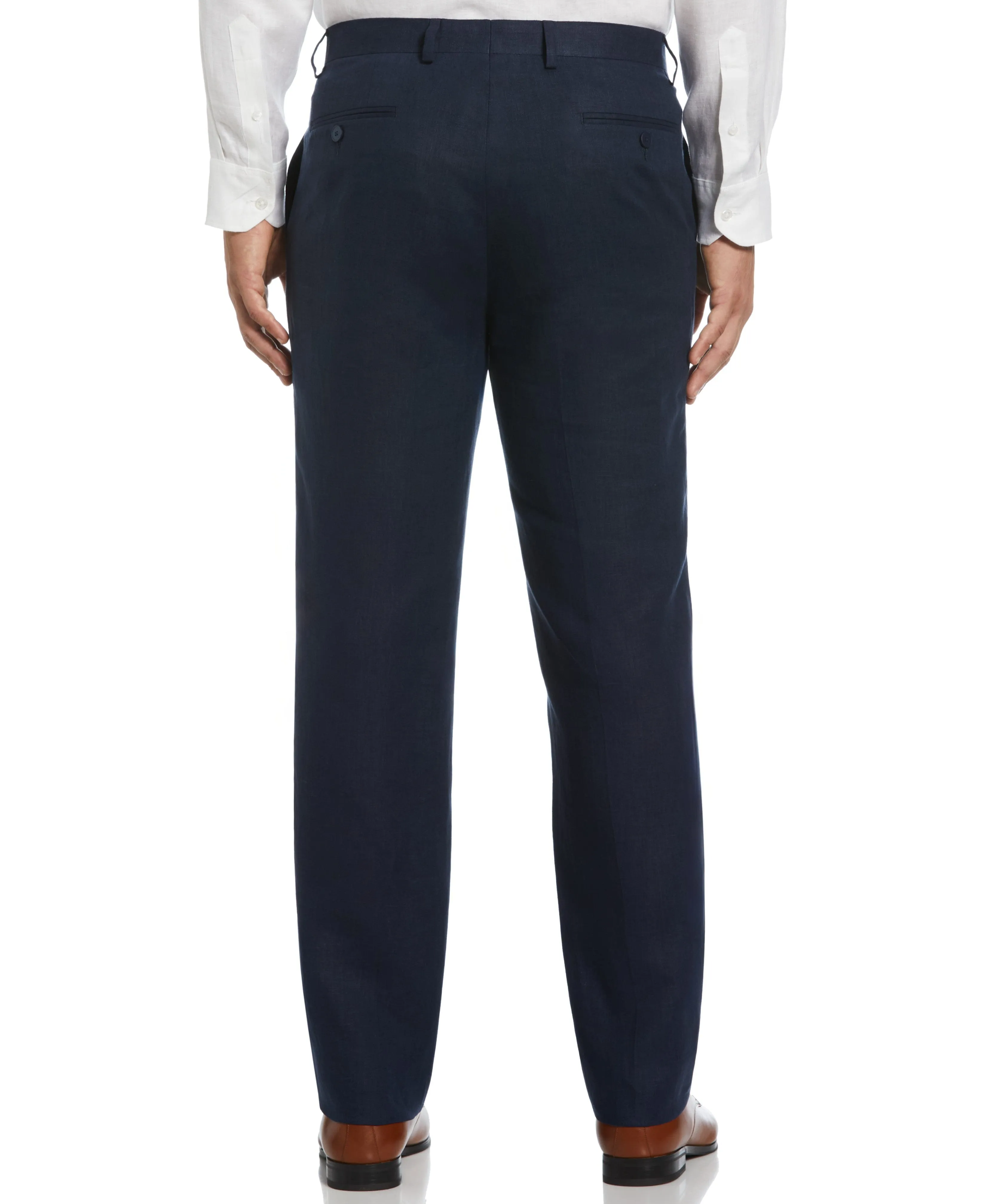 100% Linen Solid Flat Front Pant