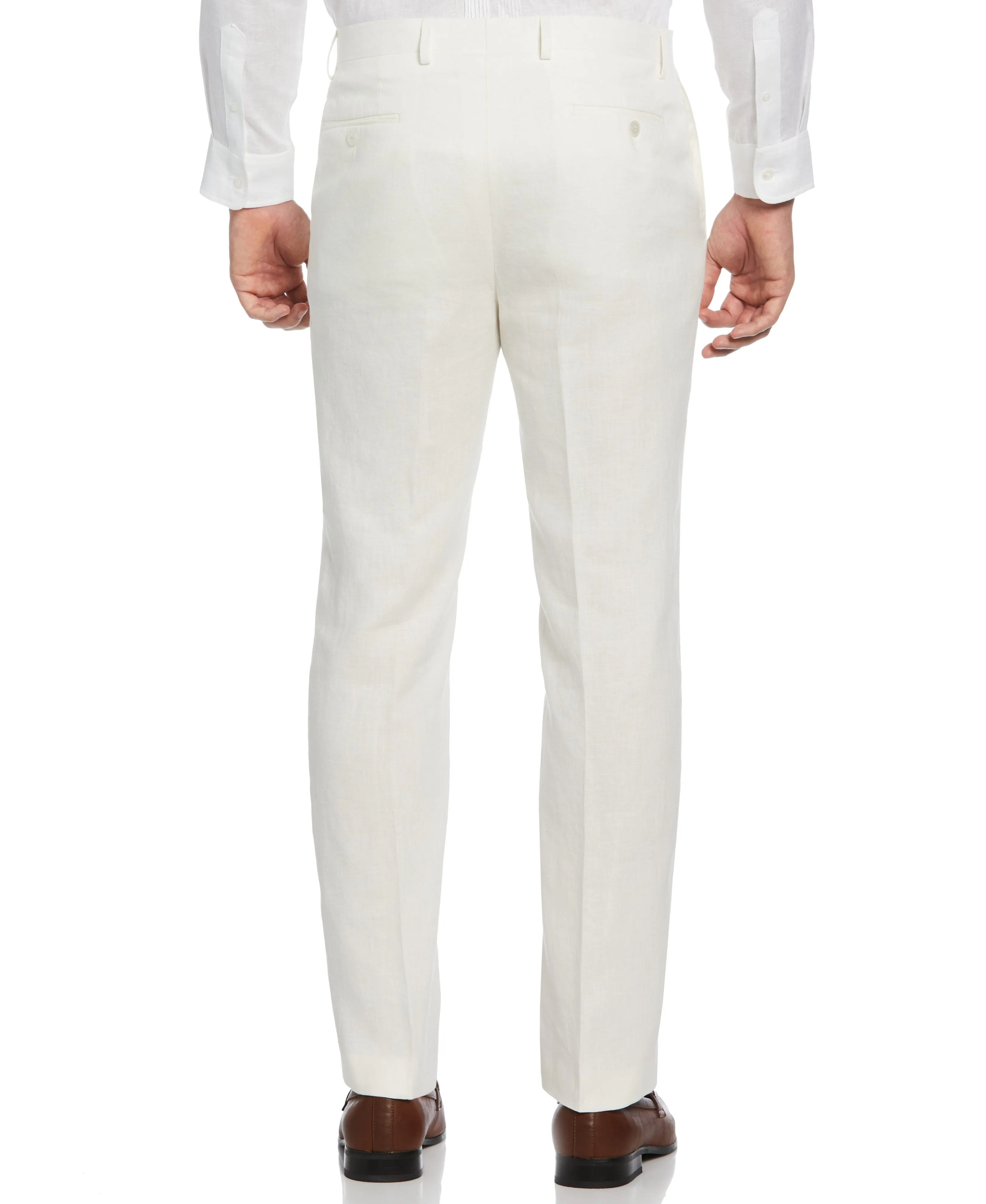 100% Linen Solid Flat Front Pant