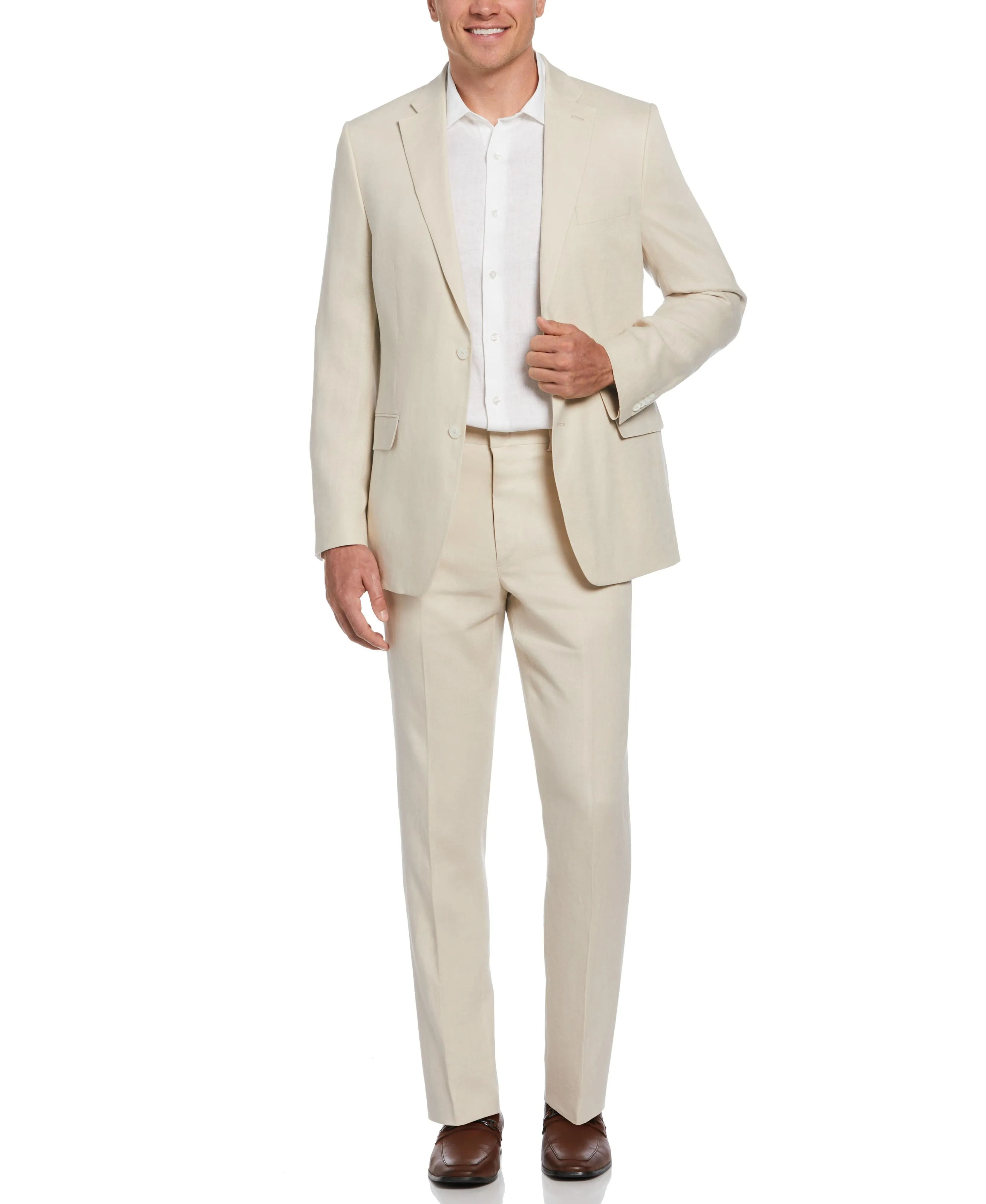 100% Linen Solid Flat Front Pant