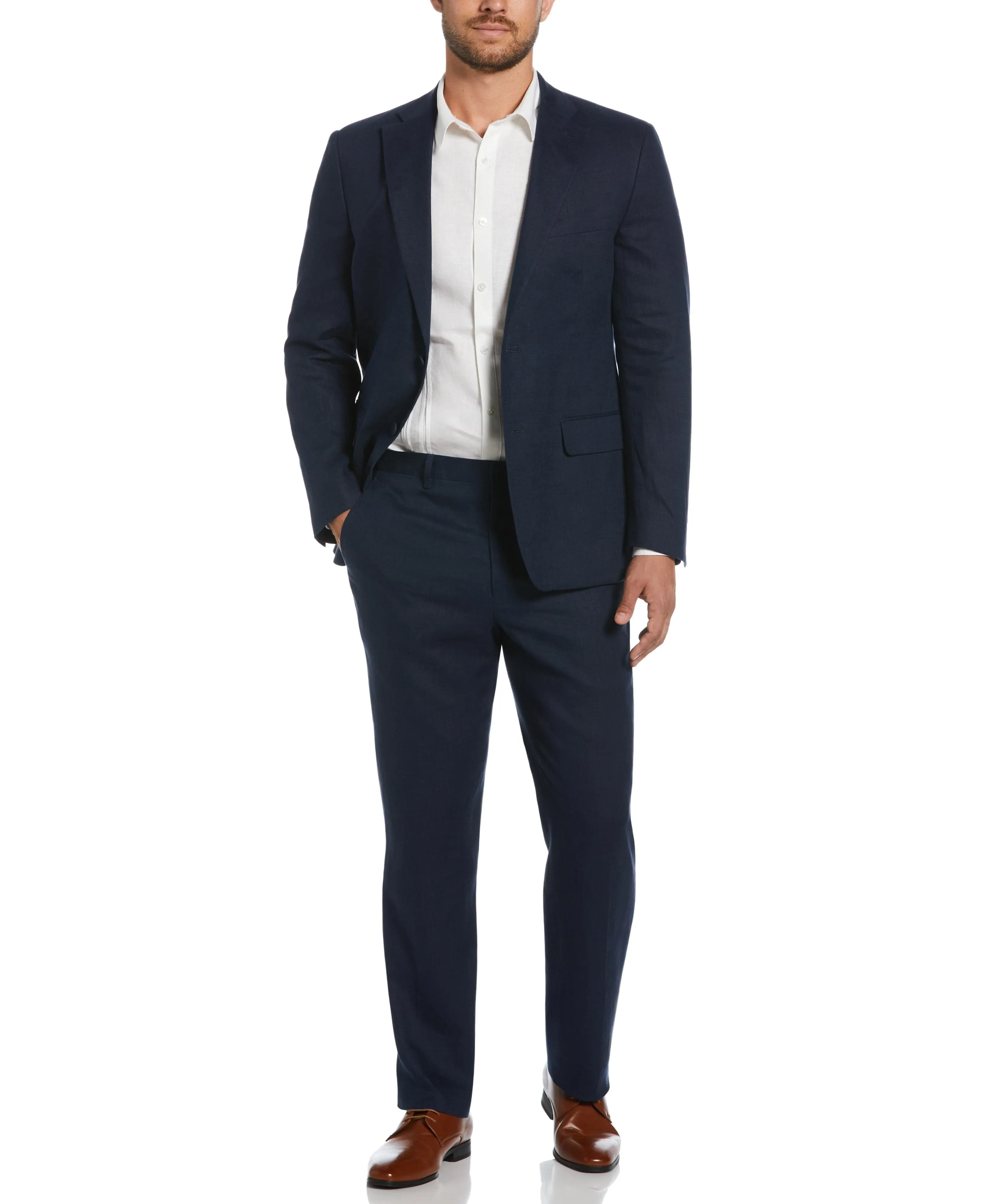 100% Linen Solid Flat Front Pant