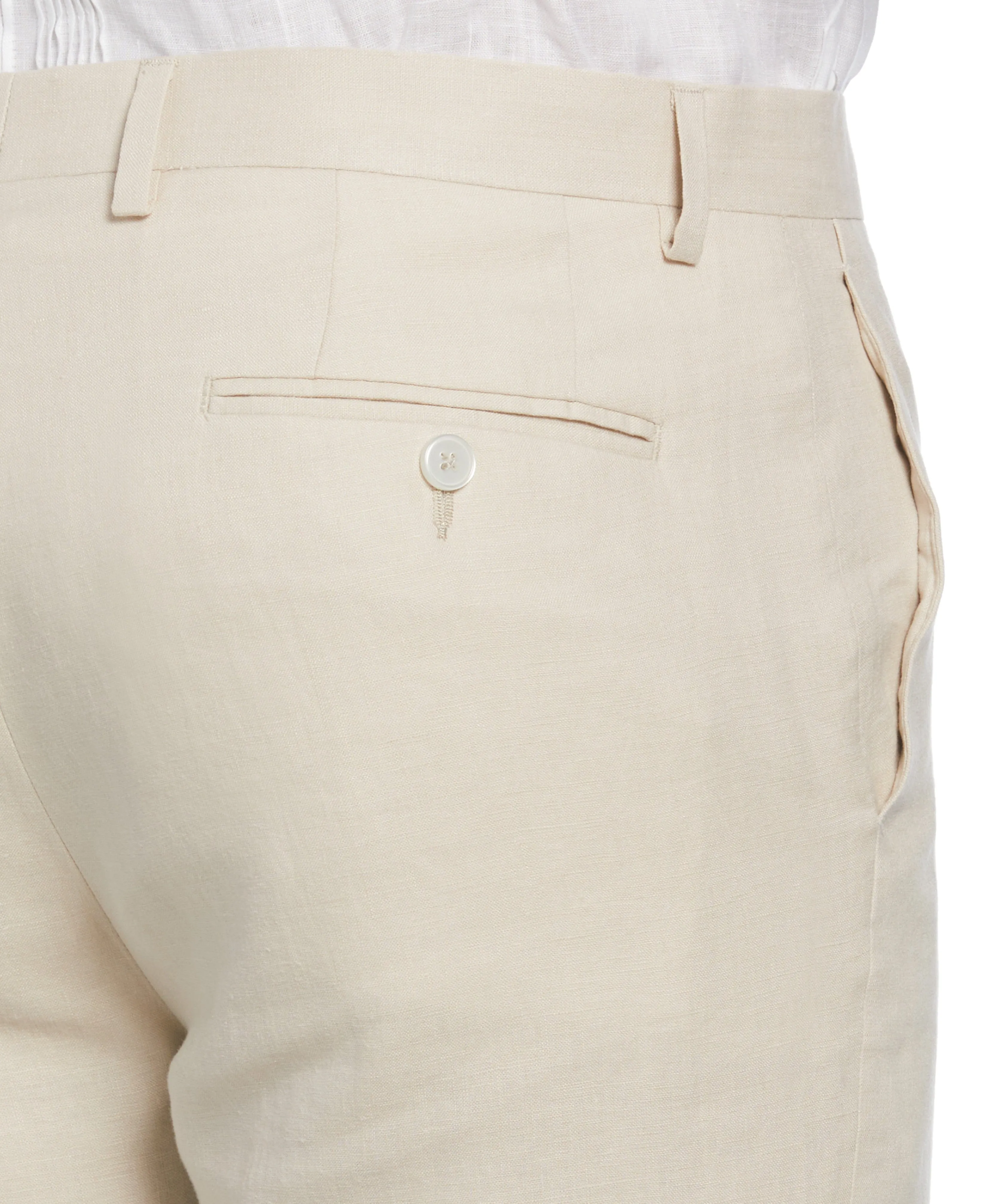 100% Linen Solid Flat Front Pant