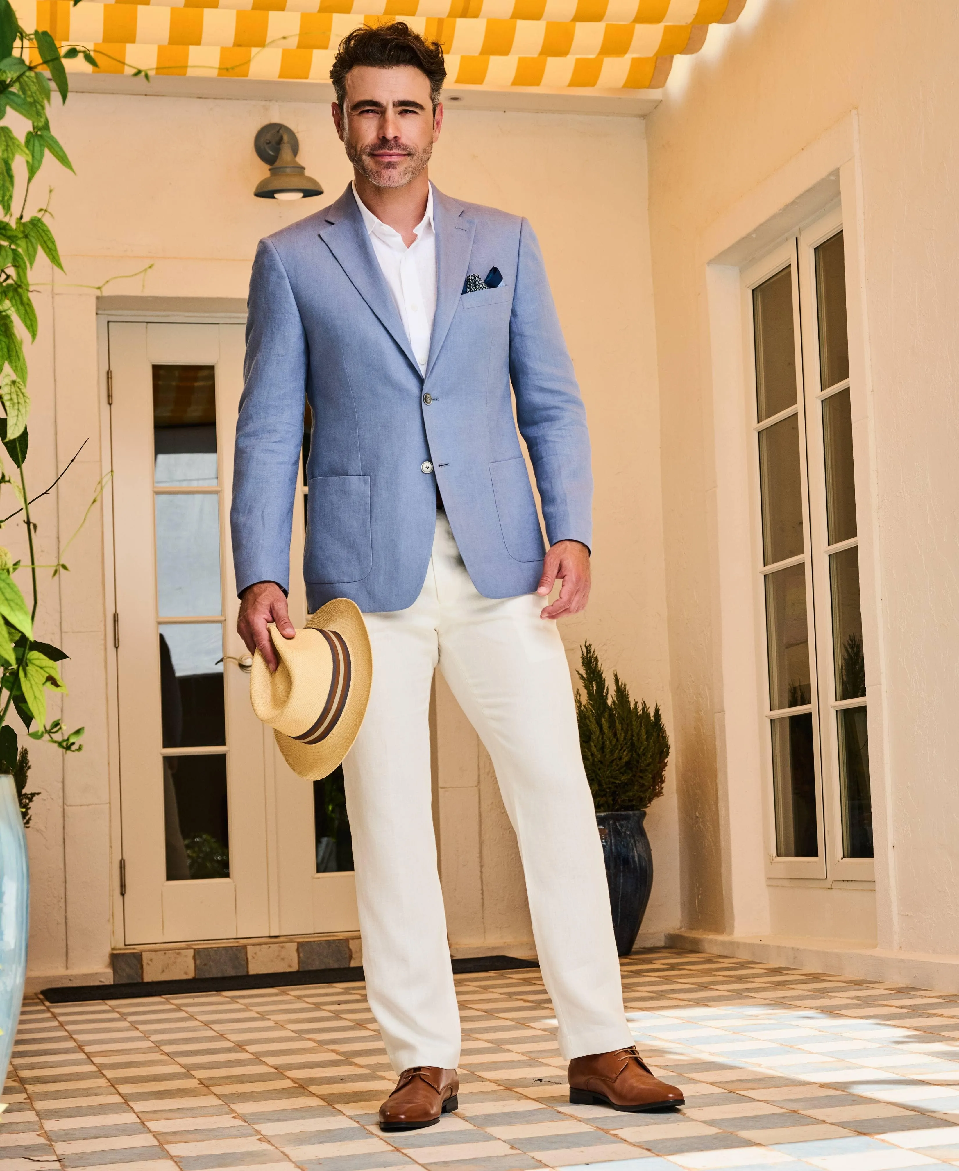 100% Linen Solid Flat Front Pant
