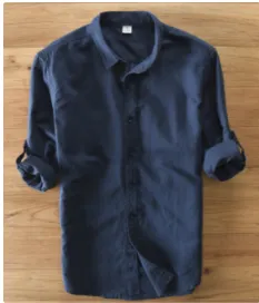 100% Pure Linen Long-Sleeved Shirt Men