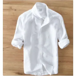 100% Pure Linen Long-Sleeved Shirt Men