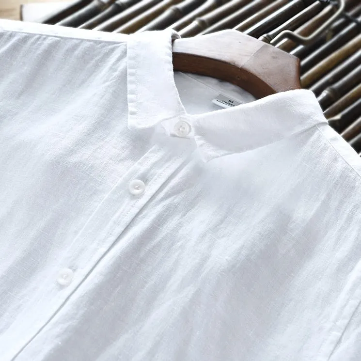 100% Pure Linen Long-Sleeved Shirt Men