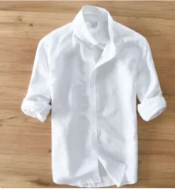 100% Pure Linen Long-Sleeved Shirt Men