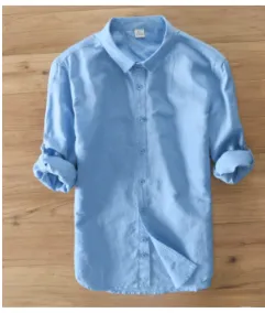 100% Pure Linen Long-Sleeved Shirt Men