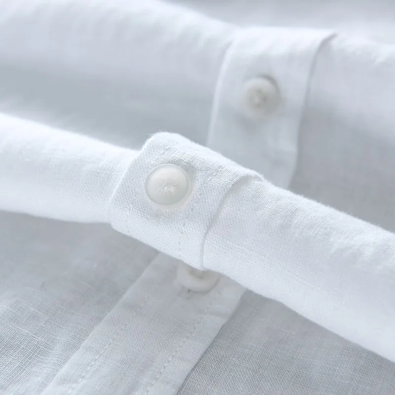 100% Pure Linen Long-Sleeved Shirt Men