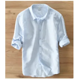 100% Pure Linen Long-Sleeved Shirt Men