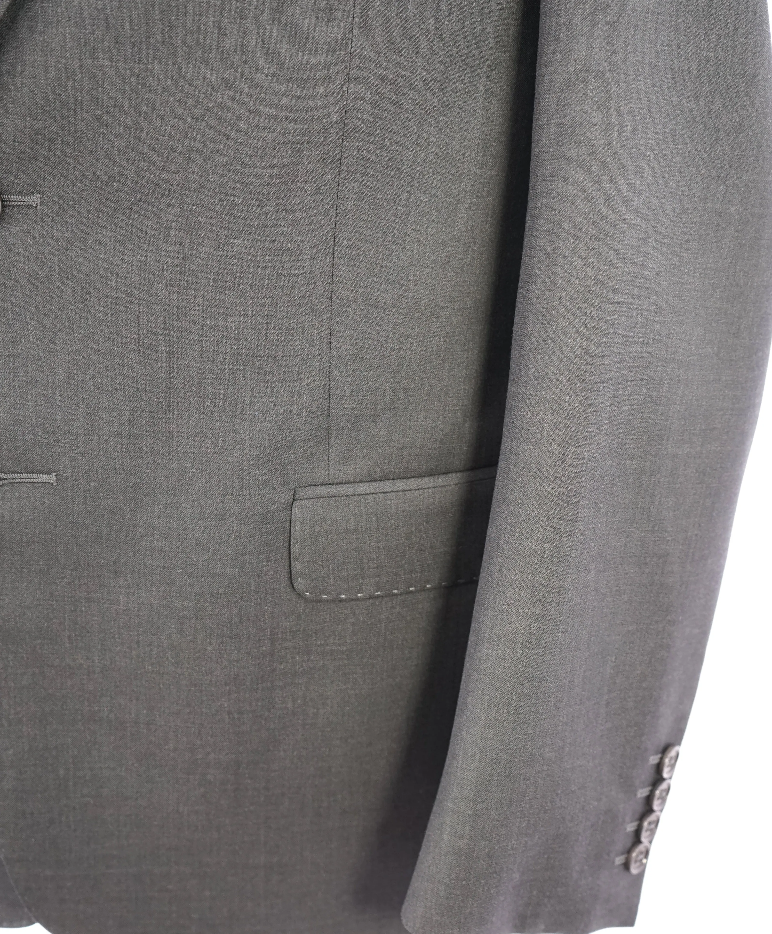 $1,895 ARMANI COLLEZIONI - Charcoal Gray Suit "G Line / Natural Stretch " -  40S
