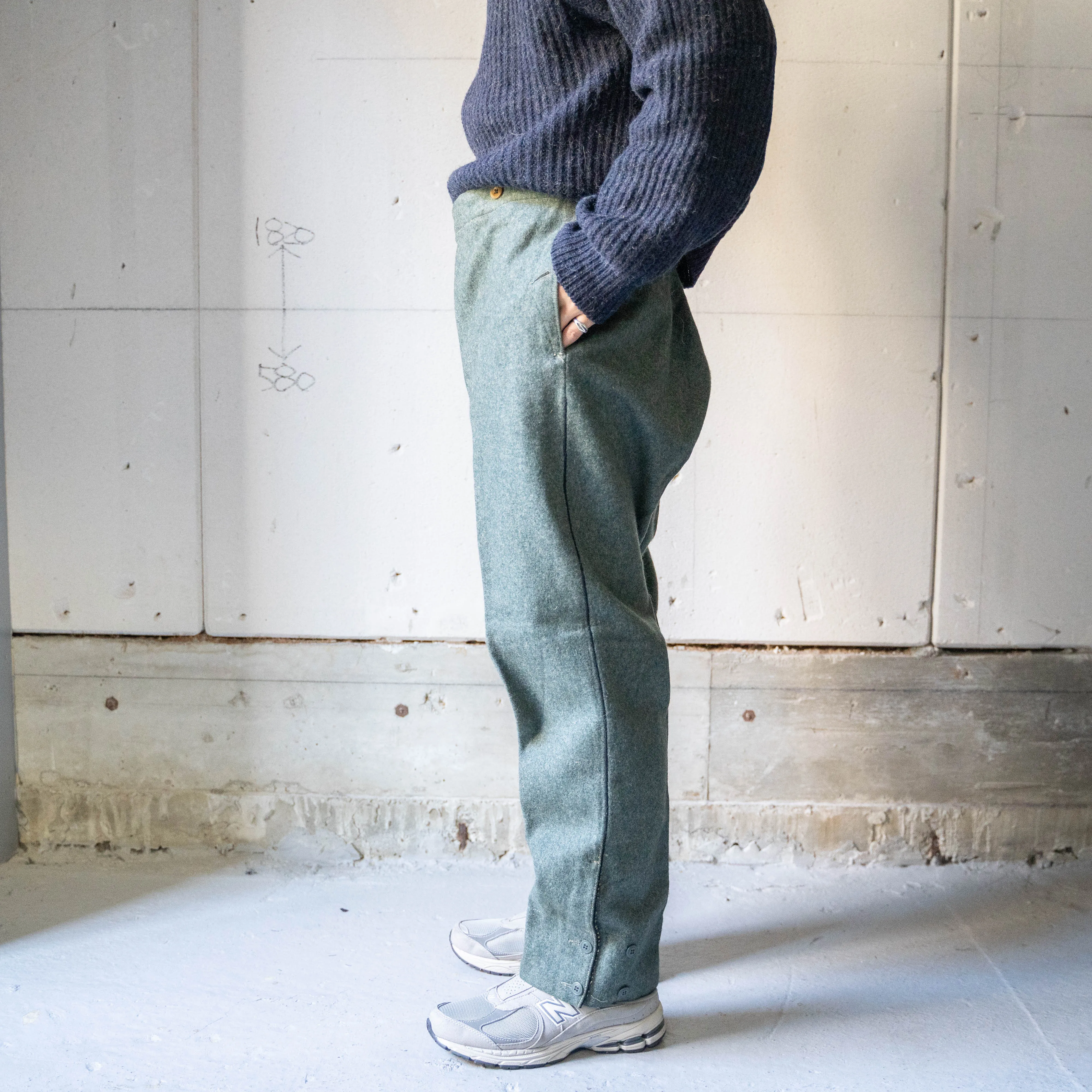 1940-50s Swiss military side line wool pants "early model""dead stock"