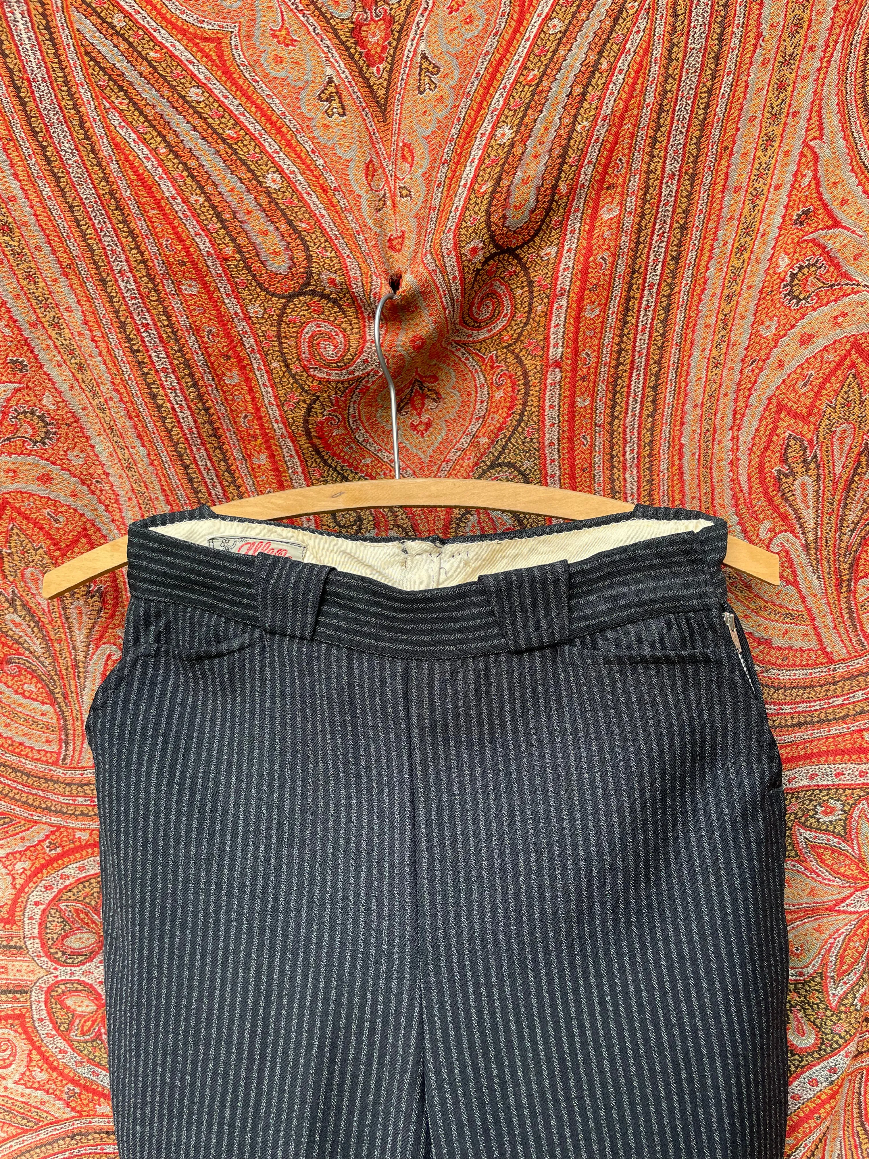 1950s Side Zip Western Pinstripe Wool Trousers