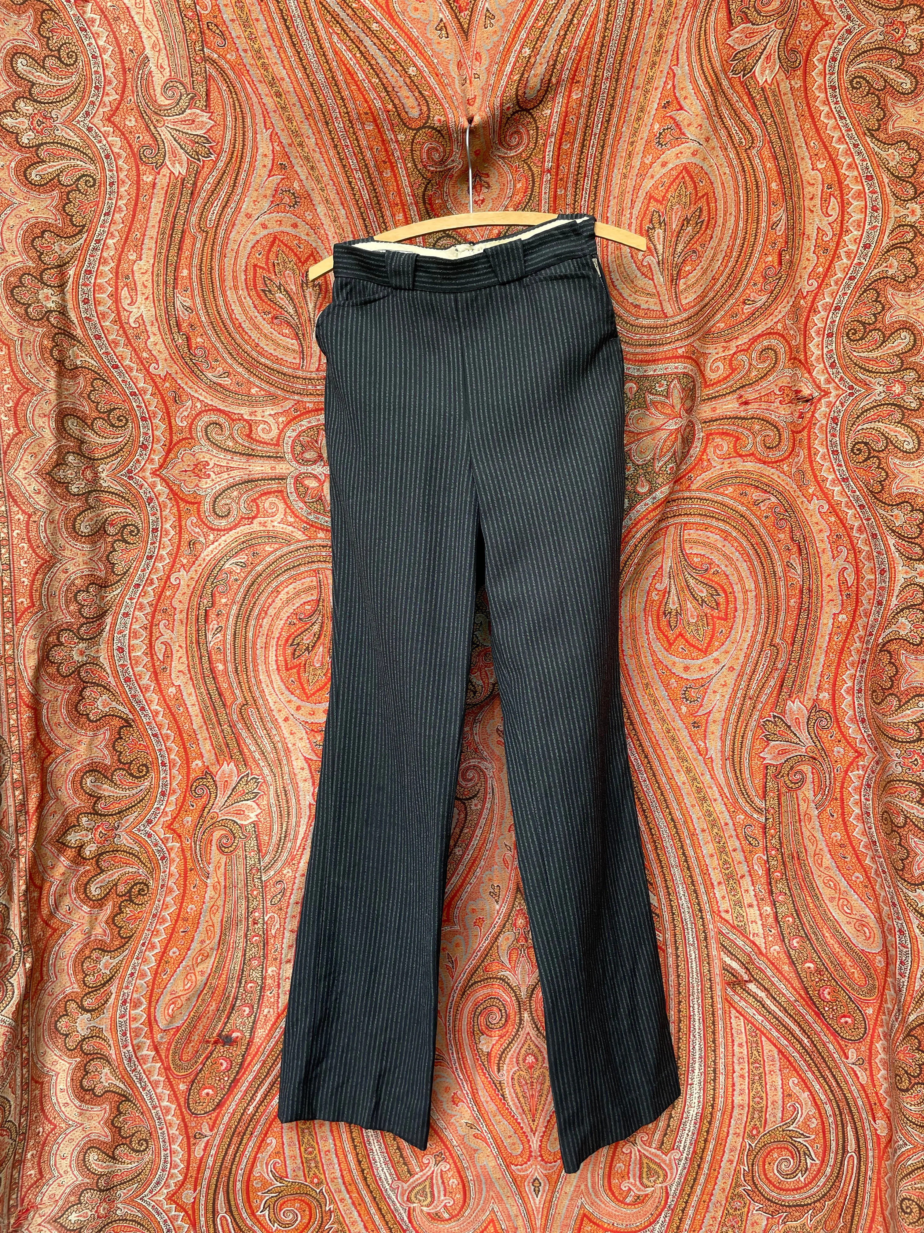 1950s Side Zip Western Pinstripe Wool Trousers
