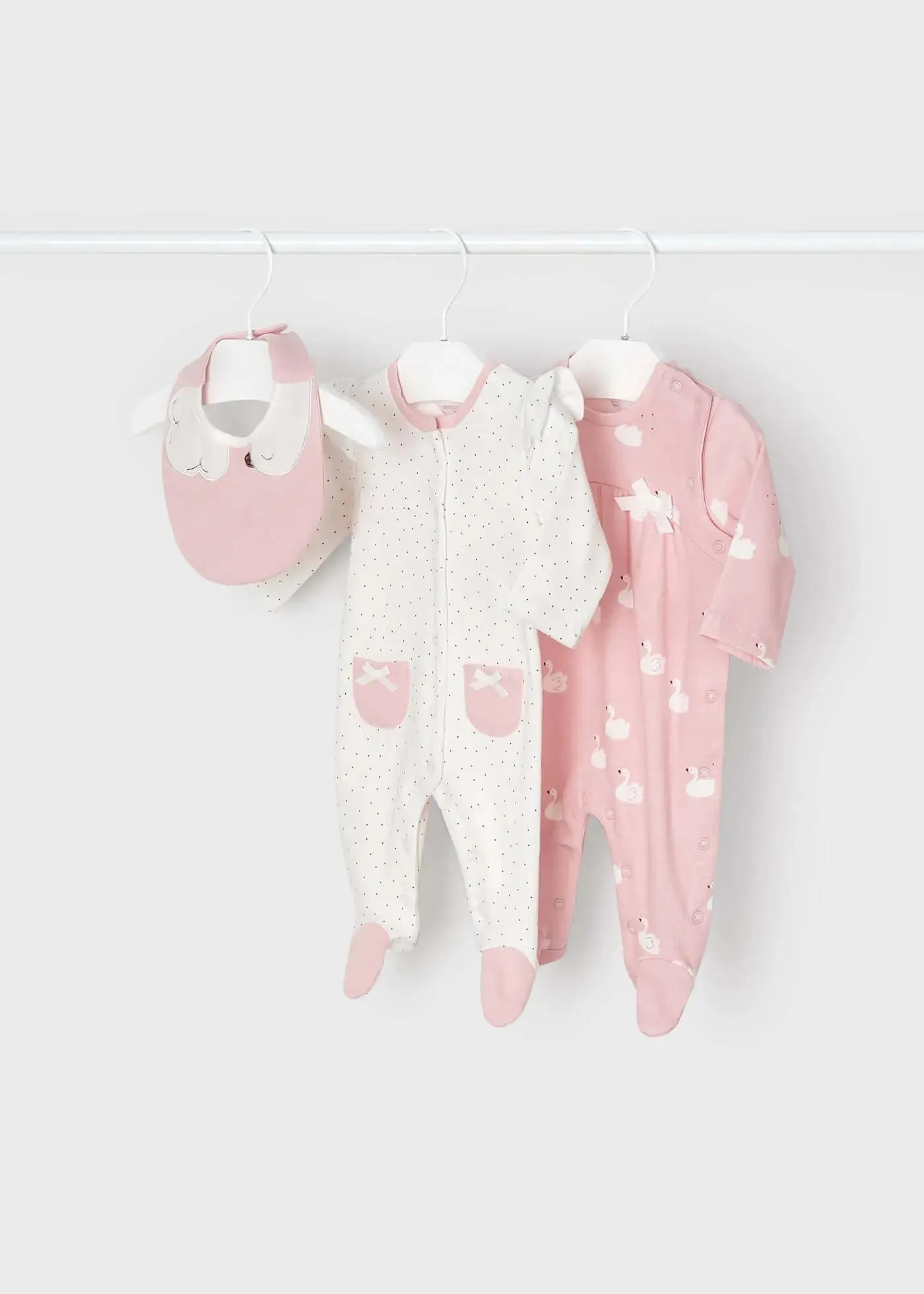 2-Pack Footed One-piece With Bib Newborn - Rosa | Mayoral