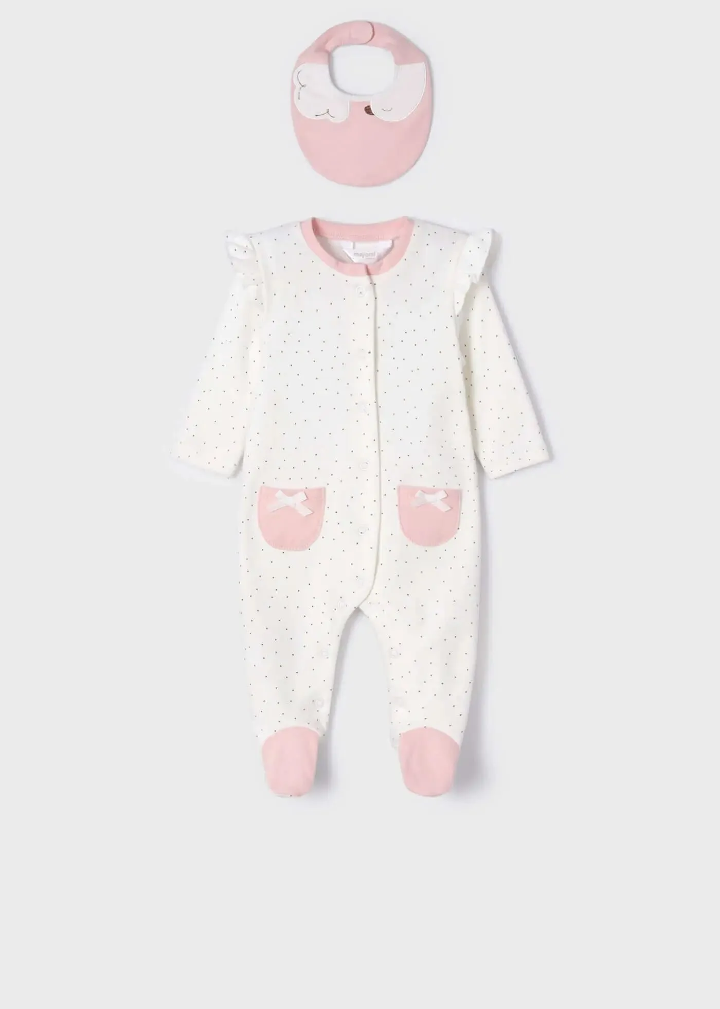 2-Pack Footed One-piece With Bib Newborn - Rosa | Mayoral