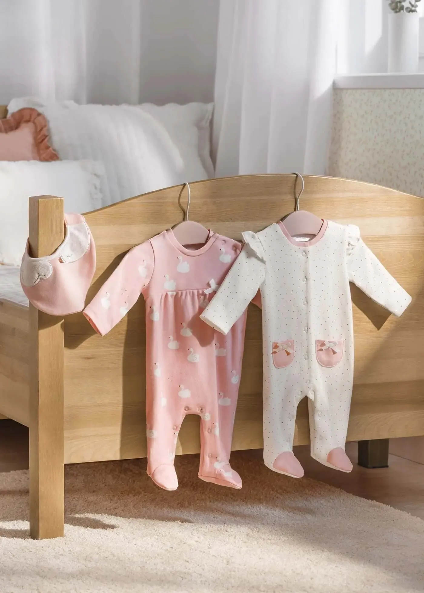 2-Pack Footed One-piece With Bib Newborn - Rosa | Mayoral