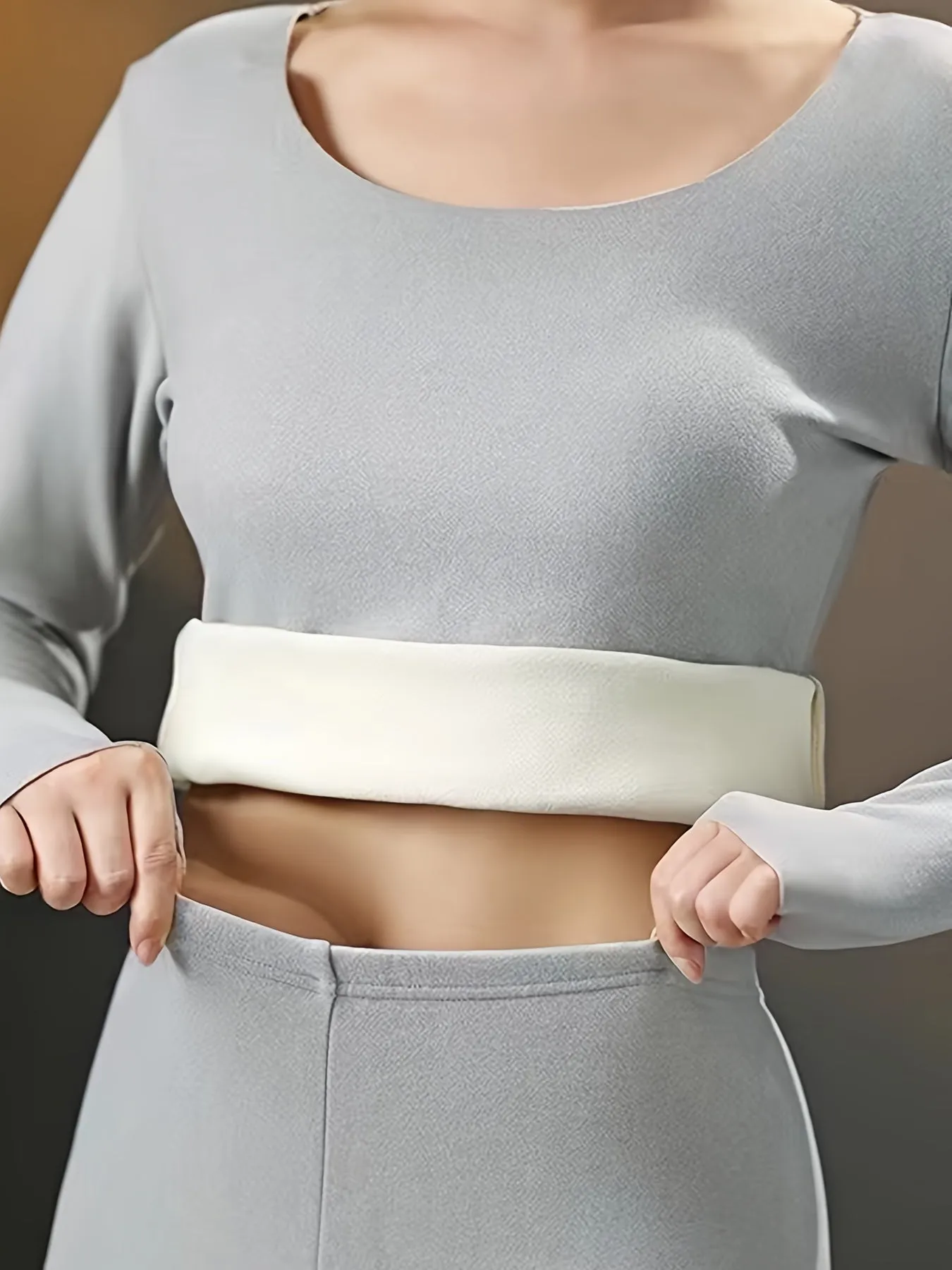 2 Seamless Thermal Underwear, Long Sleeve Crew Neck Tops & Pants, Women's Loungewear & Underwear