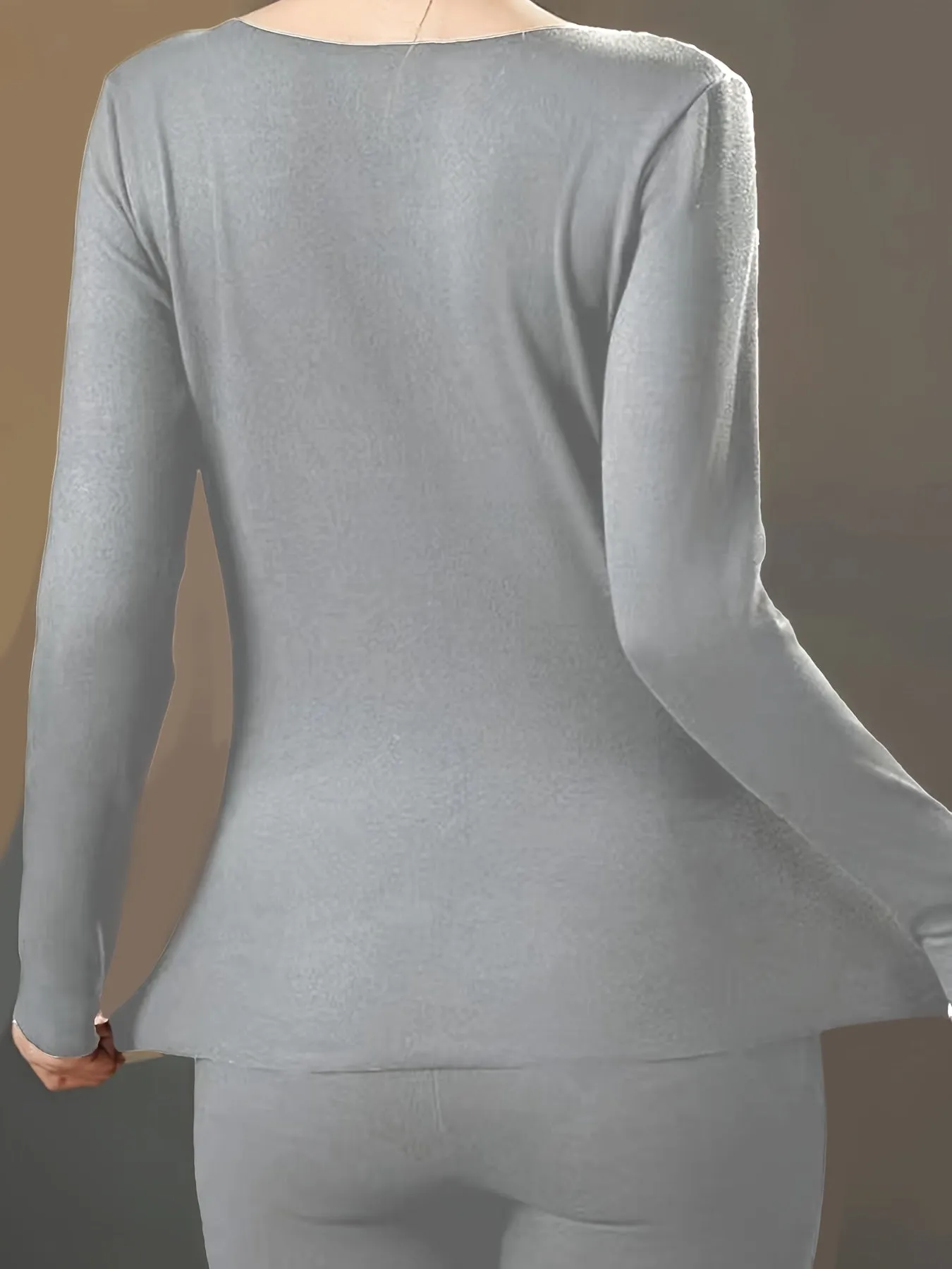 2 Seamless Thermal Underwear, Long Sleeve Crew Neck Tops & Pants, Women's Loungewear & Underwear