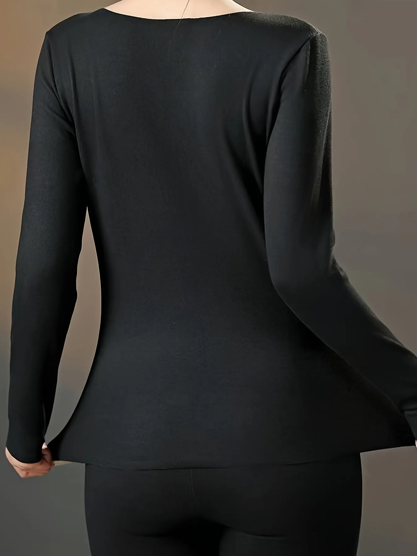 2 Seamless Thermal Underwear, Long Sleeve Crew Neck Tops & Pants, Women's Loungewear & Underwear