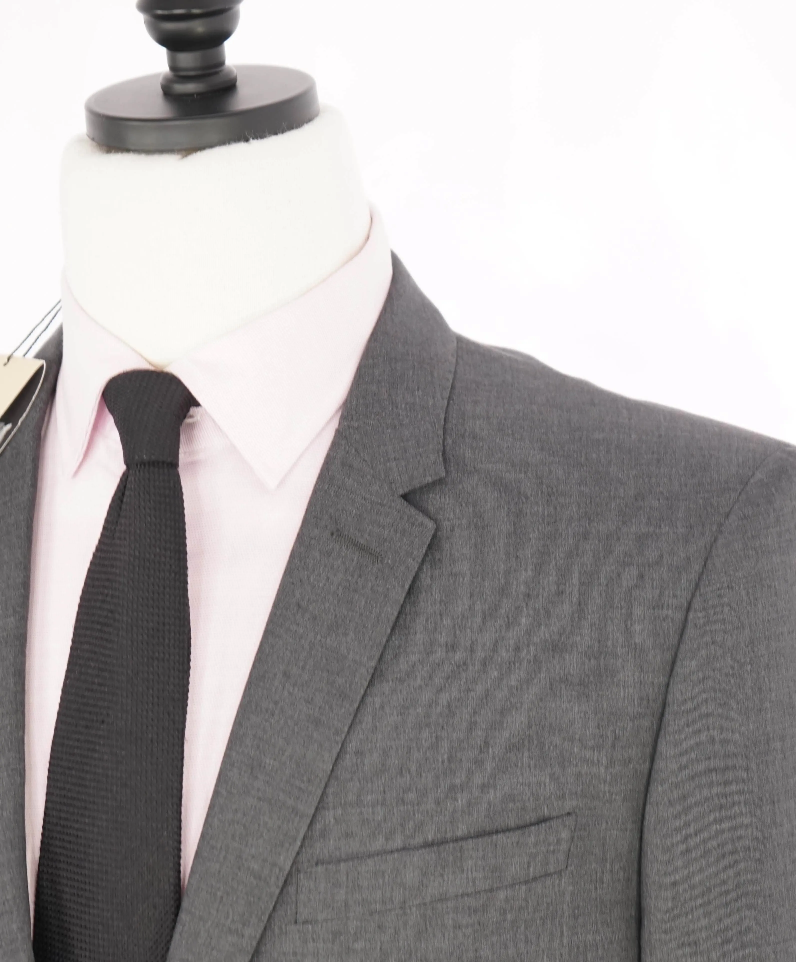 $2,395 BURBERRY LONDON - Made In Italy Wool Textured Gray "MILBURY" LOGO Suit - 44R