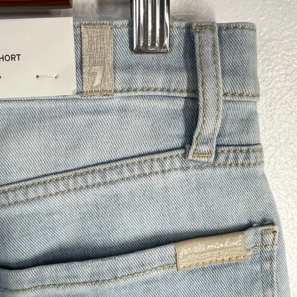 7 For All Mankind Denim Bike Shorts Womens Size 27 Raw Hems Summer Beach Coastal