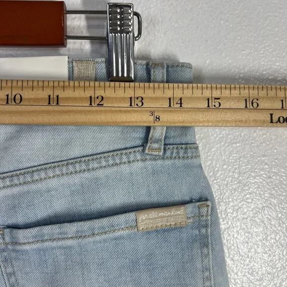 7 For All Mankind Denim Bike Shorts Womens Size 27 Raw Hems Summer Beach Coastal