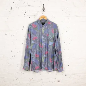 90s Long Sleeve Pattern Shirt - Purple - XXL