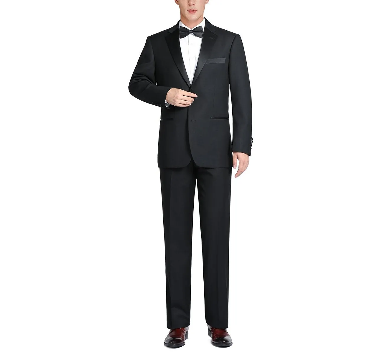 Alessandro Vitello by Renoir Satin Slim Fit Notched Lapel 2-Piece Tuxedo Suit RI201-1