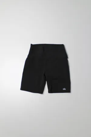 Alo Yoga black high rise biker shorts, size small (7")