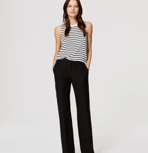 Ann Taylor Black Silk Linen Trousers Flat Front Pants Size 10
