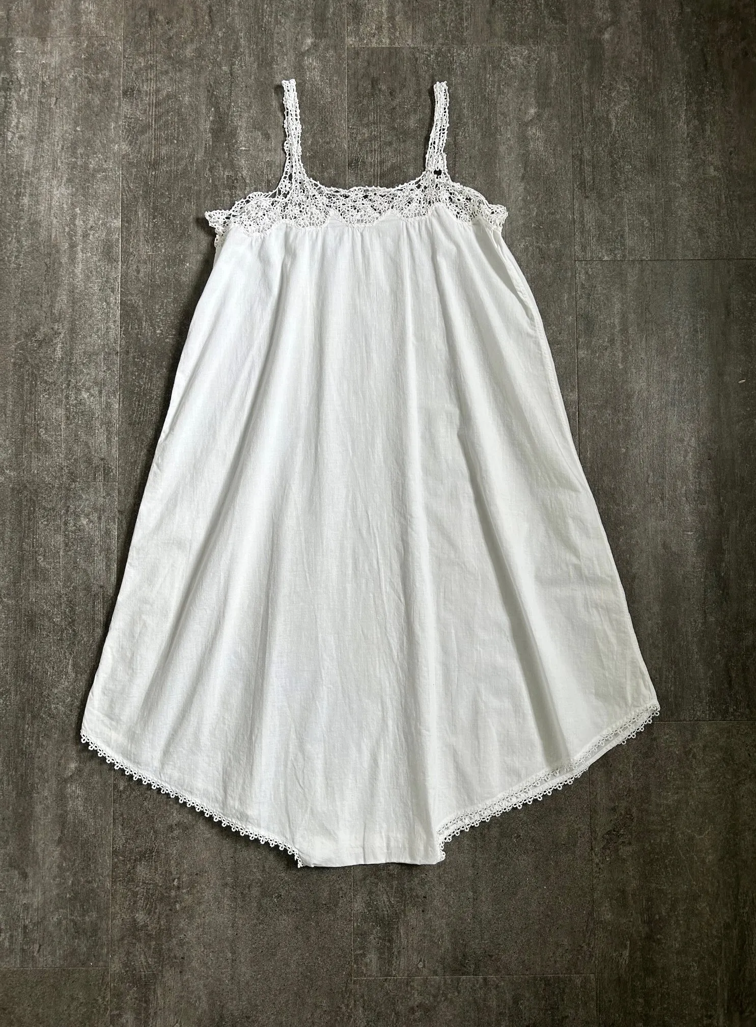 Antique step in . vintage white romper . crochet tatting . size xs to medium