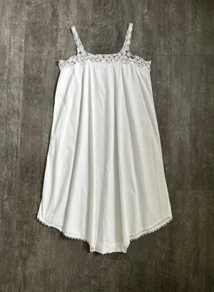 Antique step in . vintage white romper . crochet tatting . size xs to medium