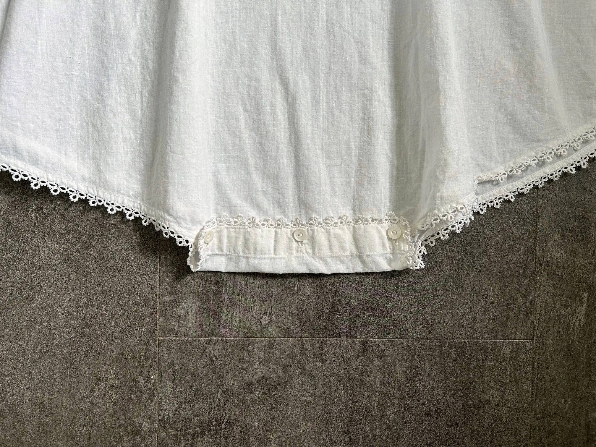 Antique step in . vintage white romper . crochet tatting . size xs to medium