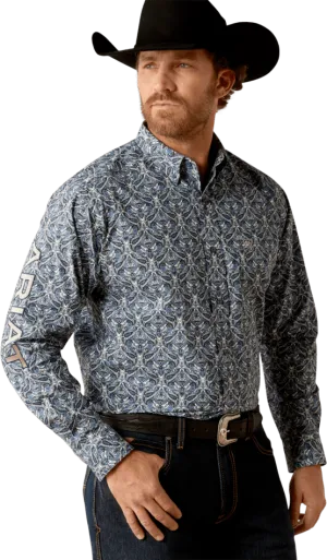 Ariat Men's Blue and Tan Team Orlando Classic Fit Shirt