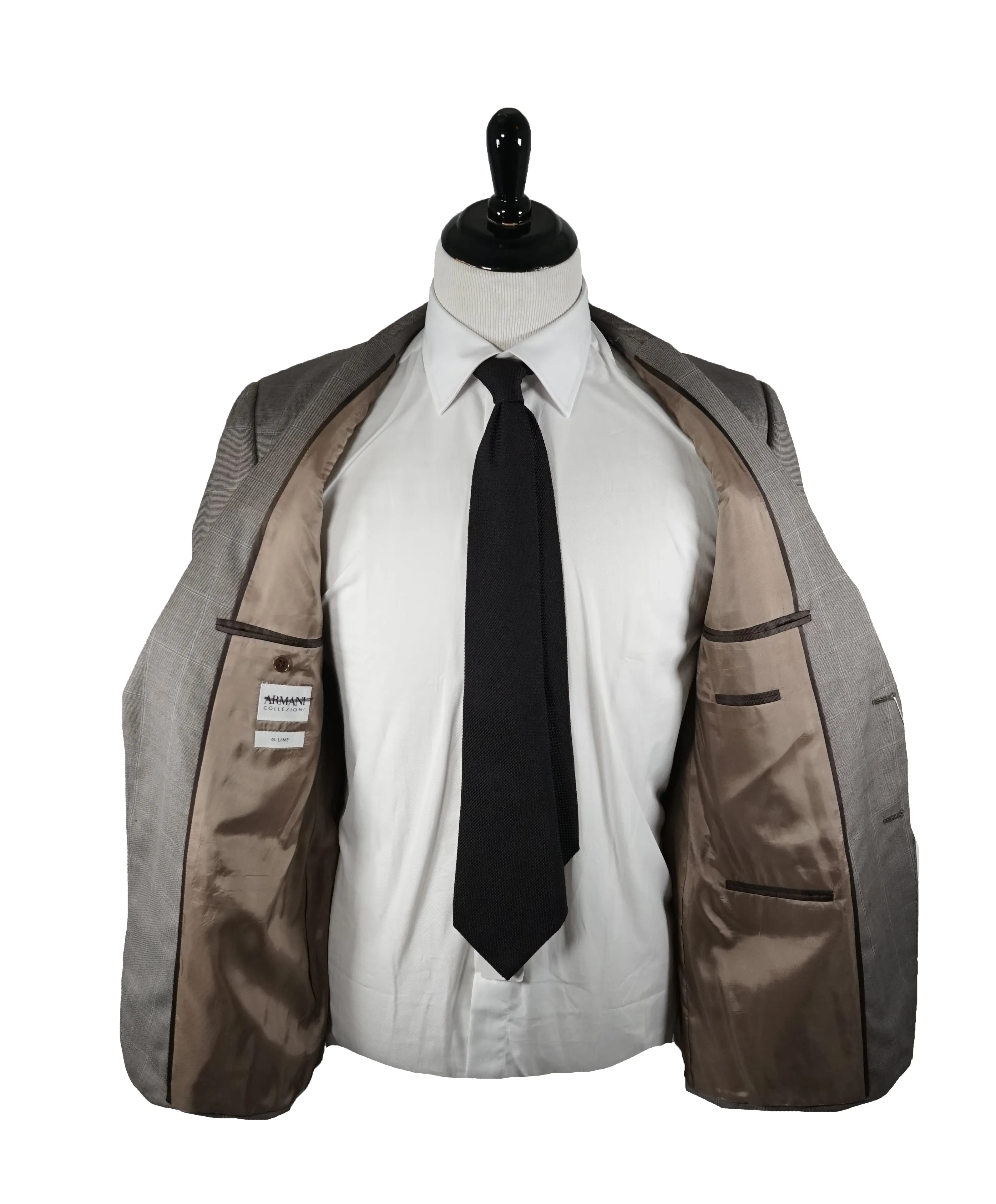 ARMANI COLLEZIONI - Gray & Brown Blue Windowpane Suit “G Line” - 42R