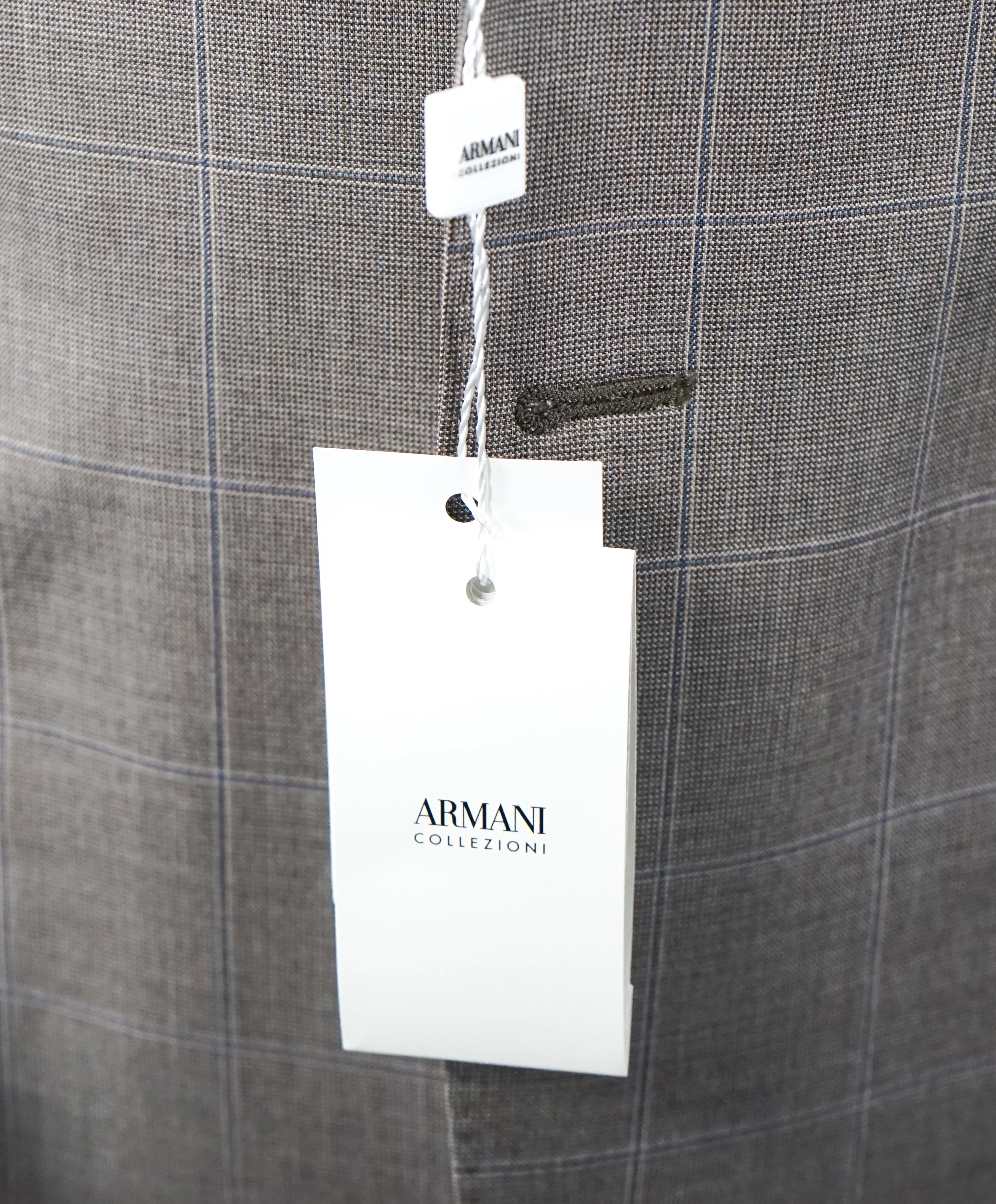 ARMANI COLLEZIONI - Gray & Brown Blue Windowpane Suit “G Line” - 42R