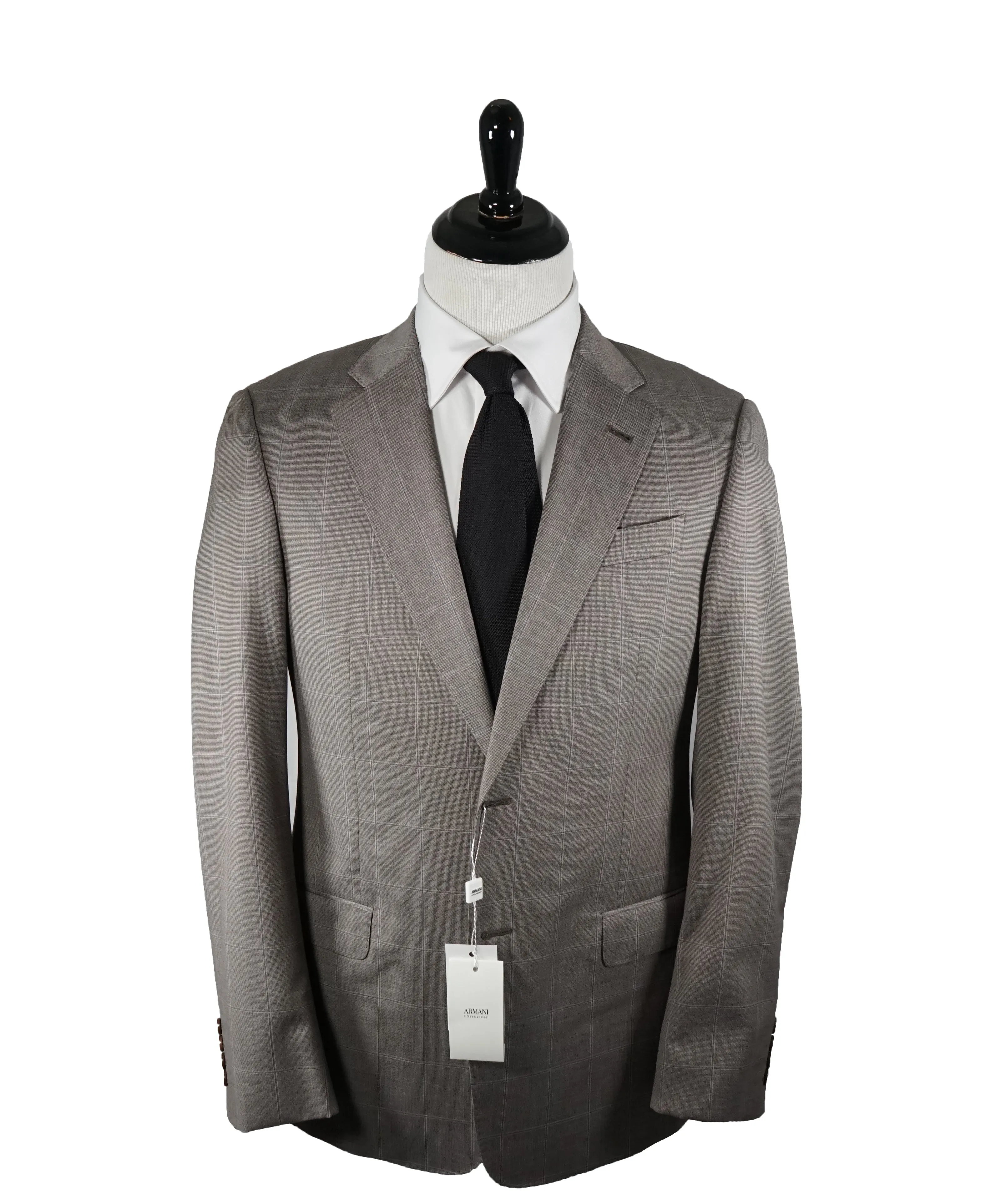 ARMANI COLLEZIONI - Gray & Brown Blue Windowpane Suit “G Line” - 42R