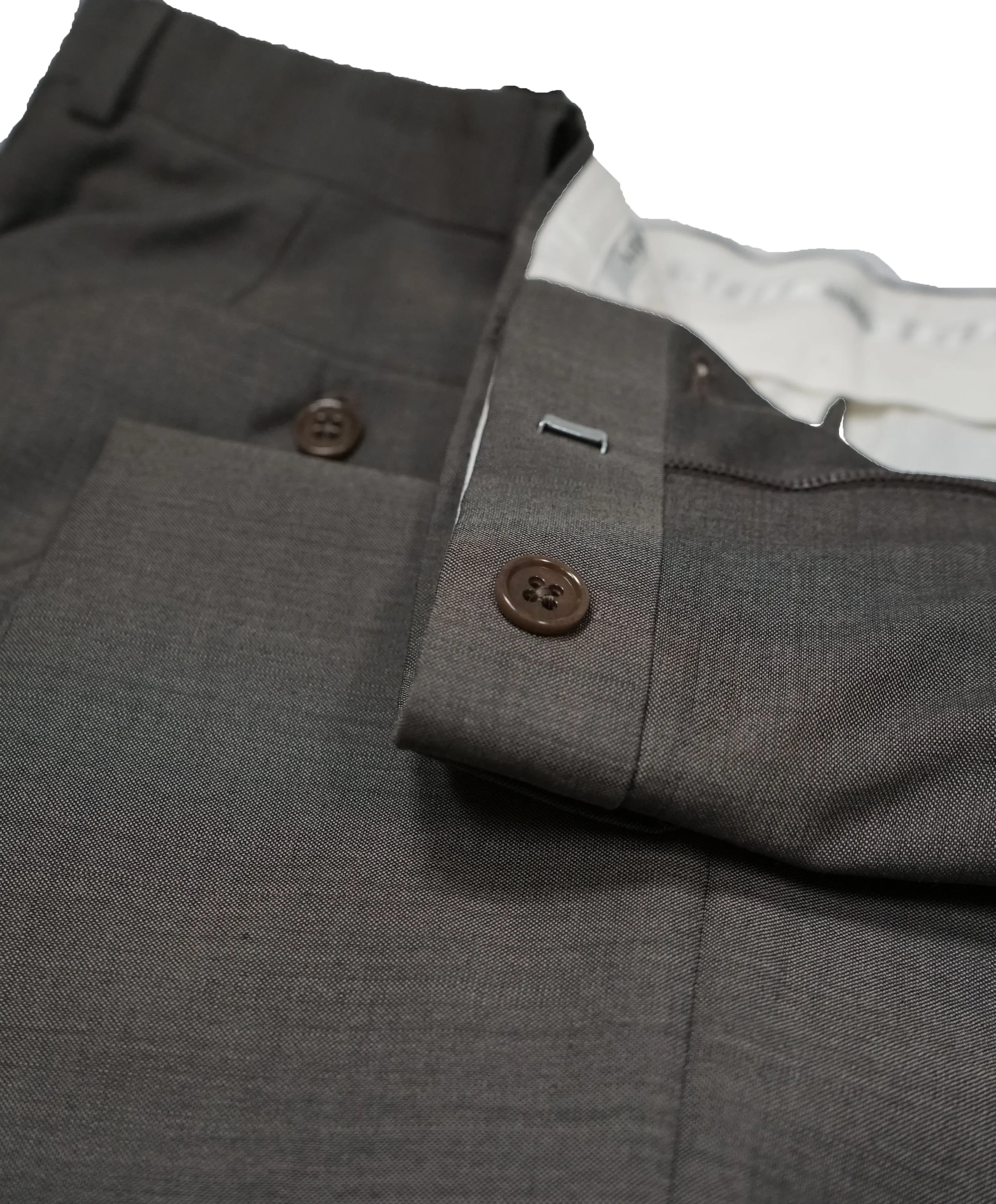 ARMANI COLLEZIONI - Gray Olive Textured Flat Front Dress Pants - 31W