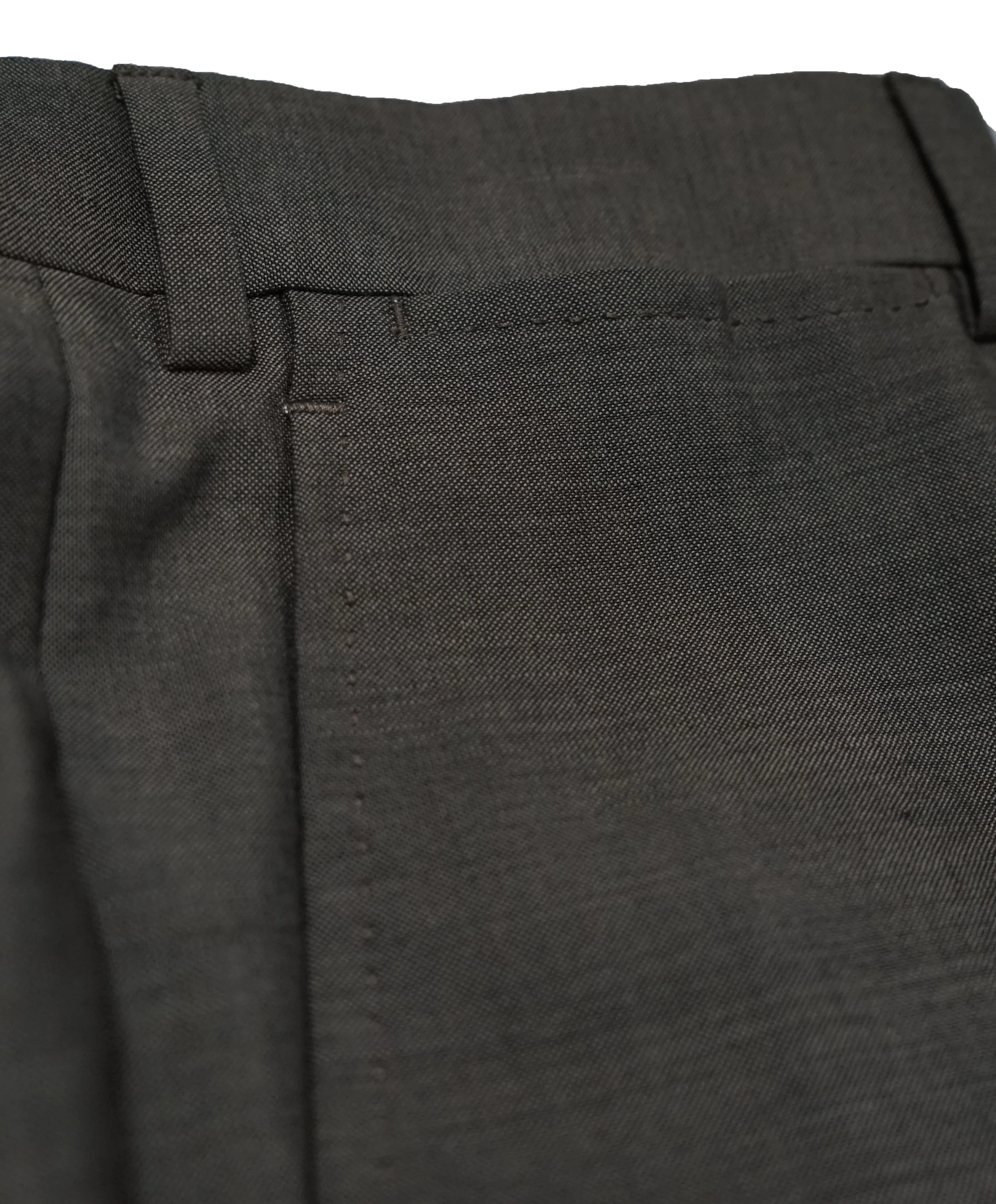 ARMANI COLLEZIONI - Gray Olive Textured Flat Front Dress Pants - 31W