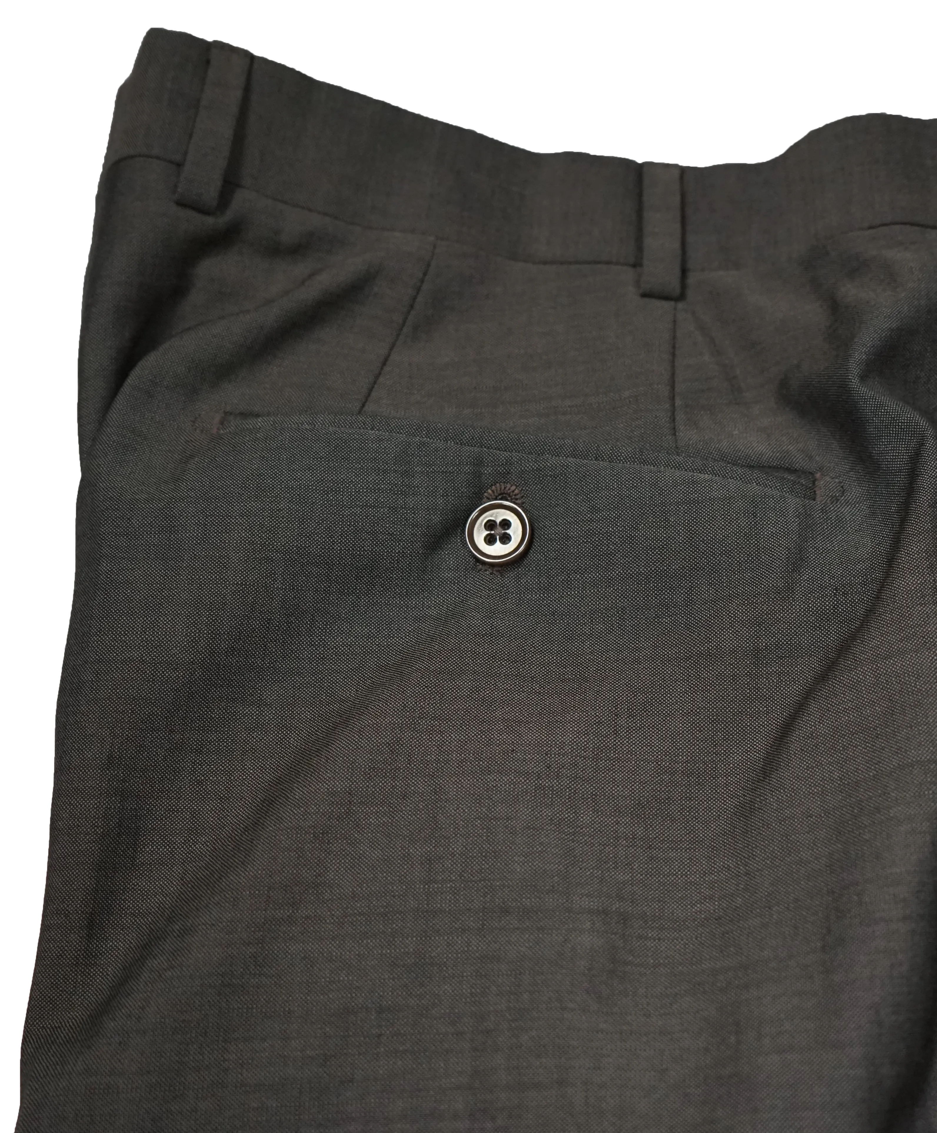 ARMANI COLLEZIONI - Gray Olive Textured Flat Front Dress Pants - 31W
