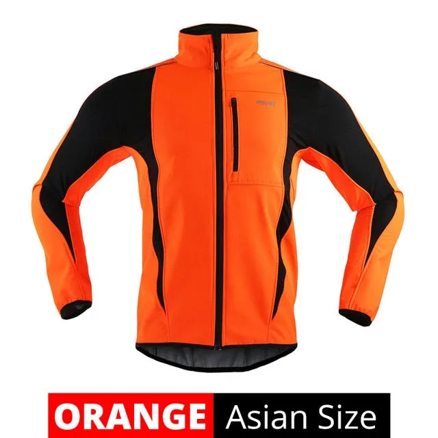 ARSUXEO Winter Warm Up Thermal Fleece Cycling Jacket Bicycle MTB Road Bike Clothing Windproof Waterproof Long Jersey Jersey