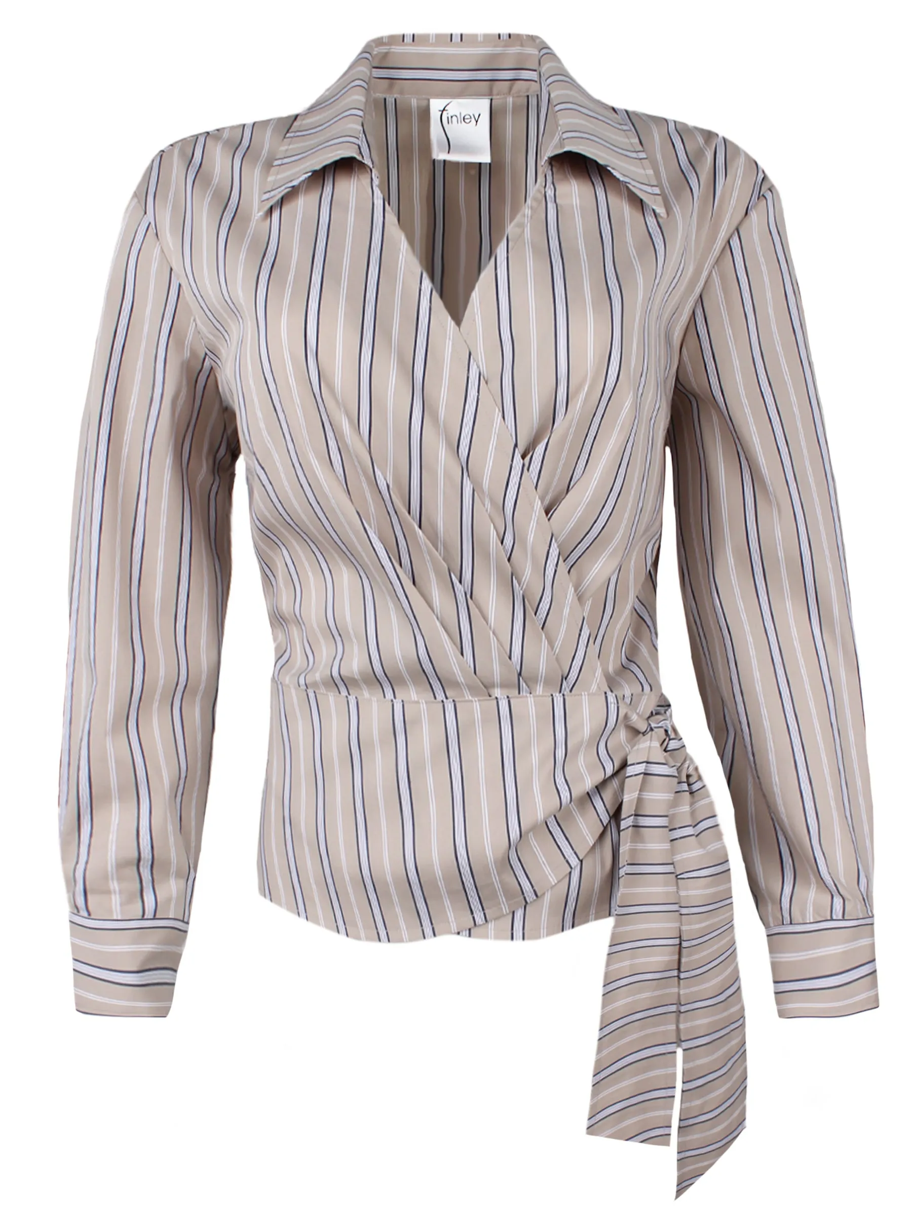 Avalon Wrap Shirt Cafe Au Lait Stripe