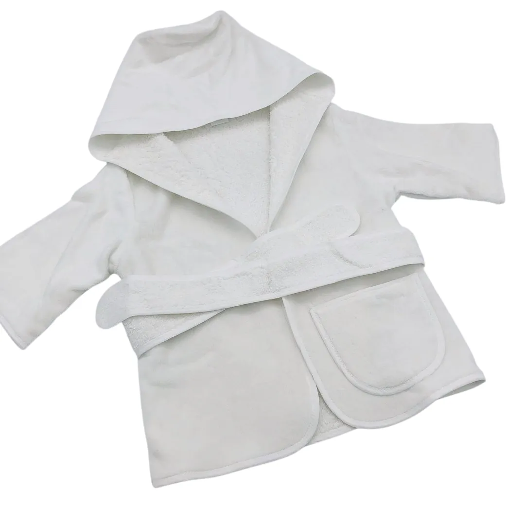 Baby/Kids White Cotton Terry Bathrobe