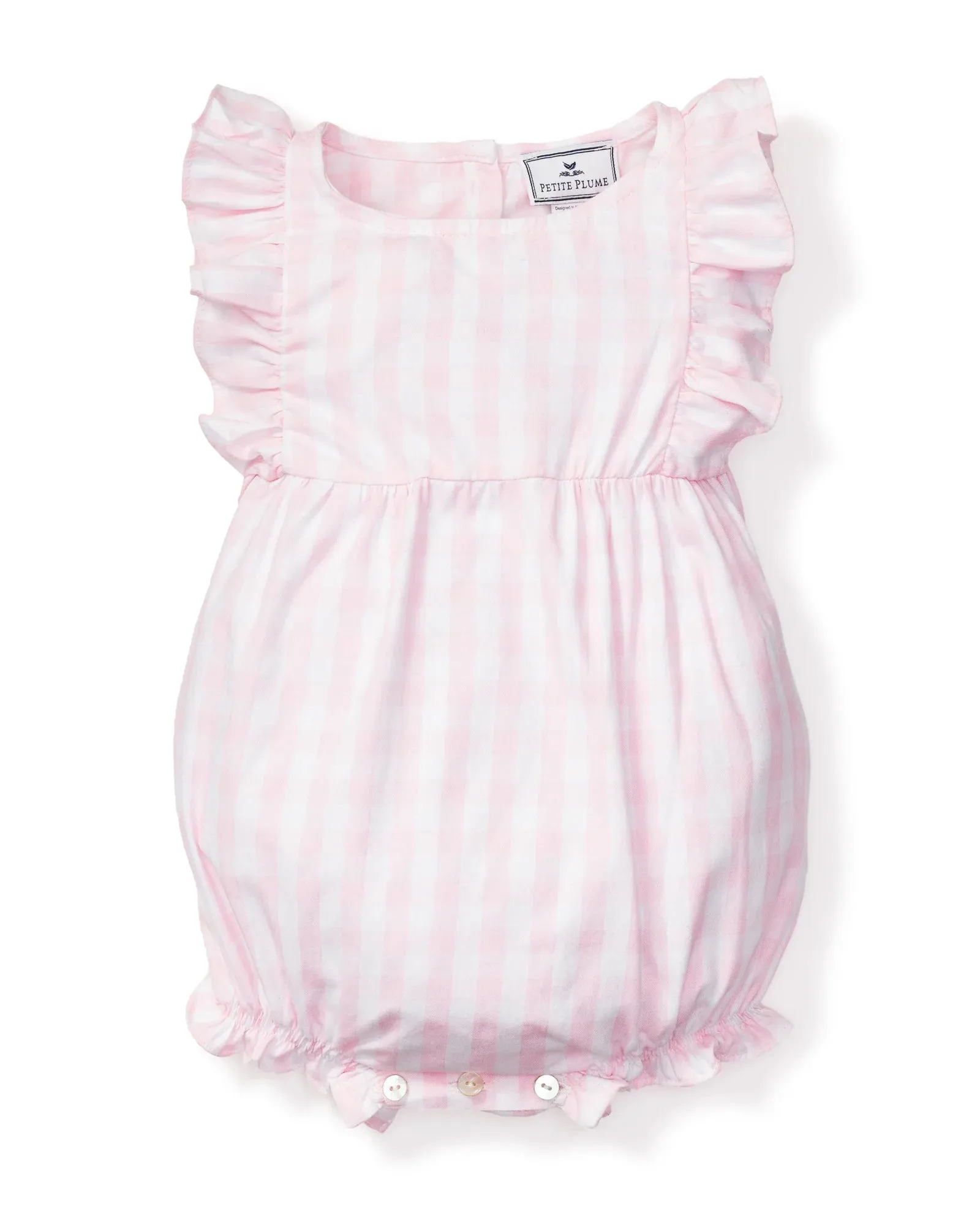 Baby's Ruffled Romper- Pink Gingham