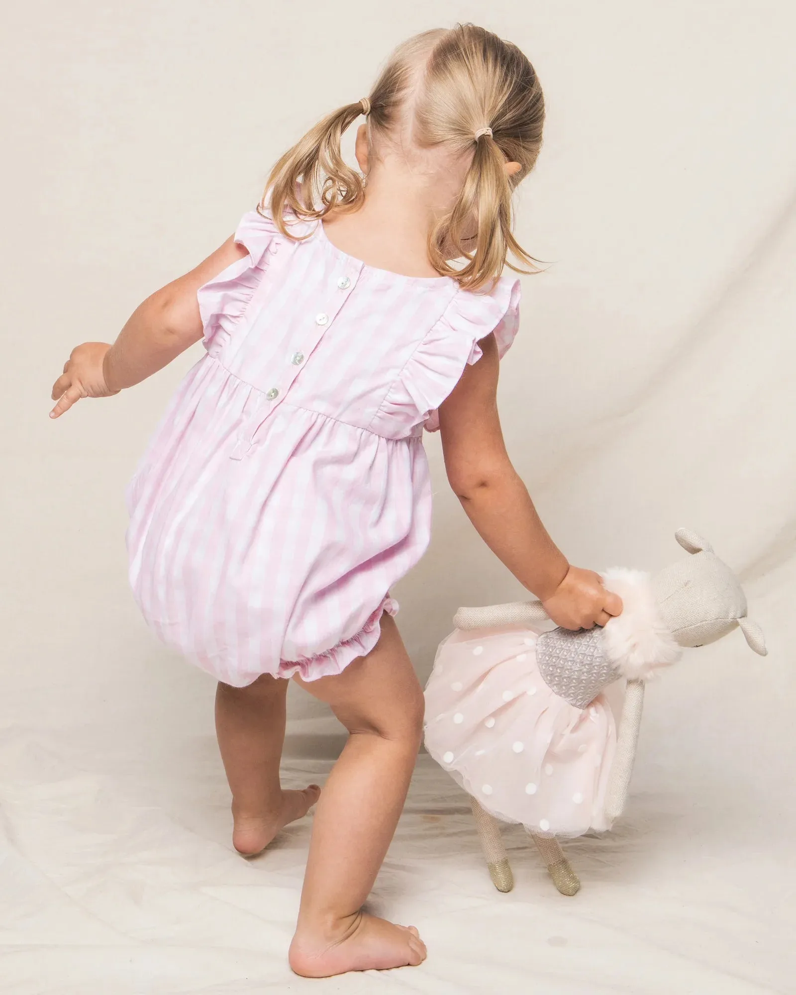 Baby's Ruffled Romper- Pink Gingham