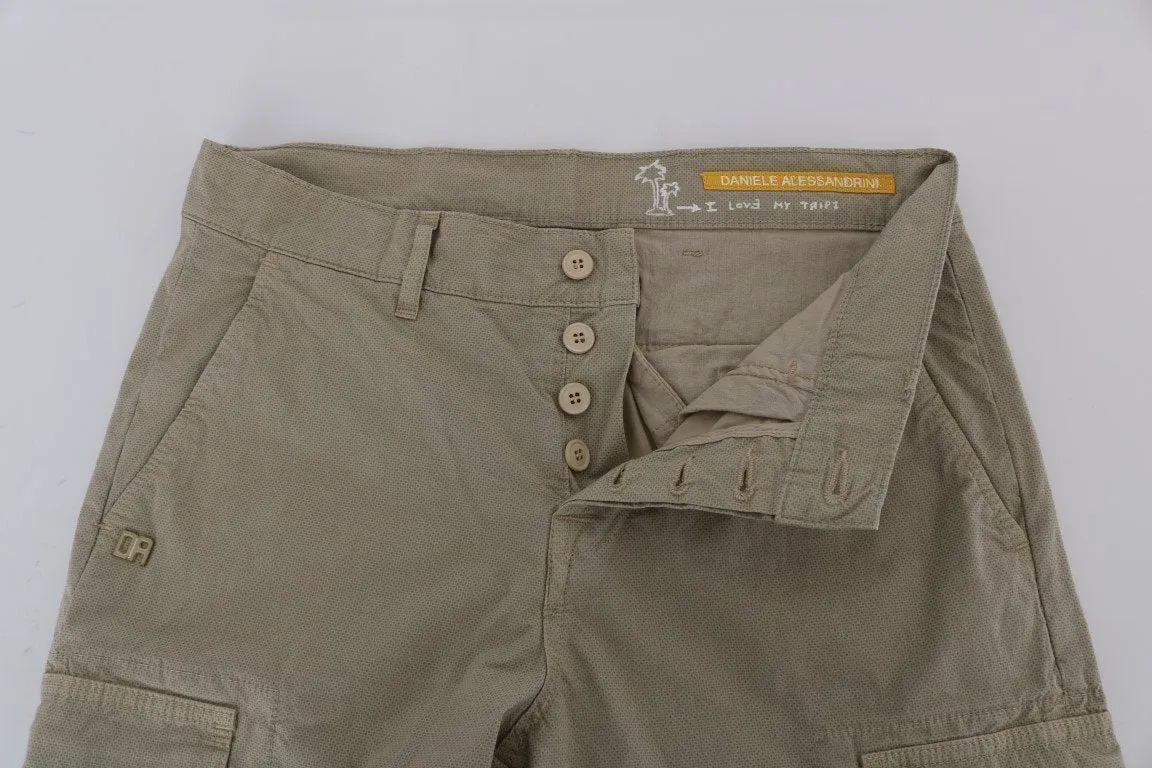 Beige Cotton Stretch Shorts