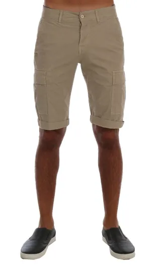 Beige Cotton Stretch Shorts