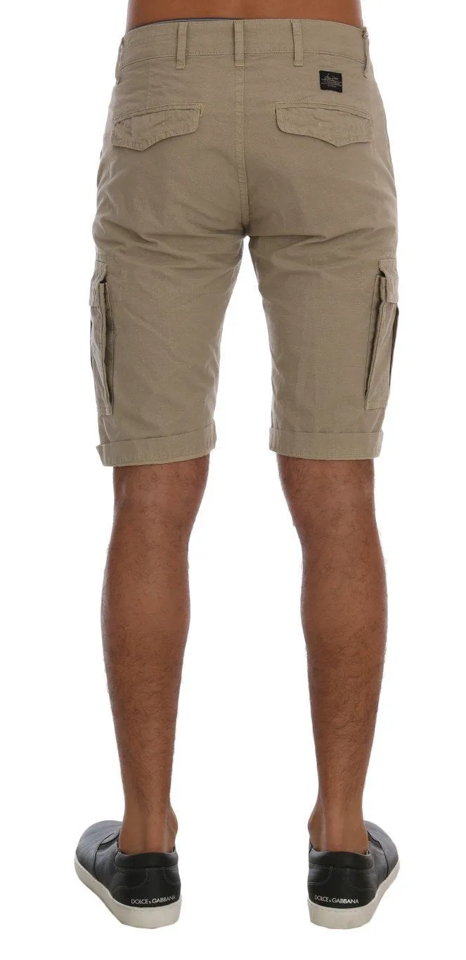 Beige Cotton Stretch Shorts