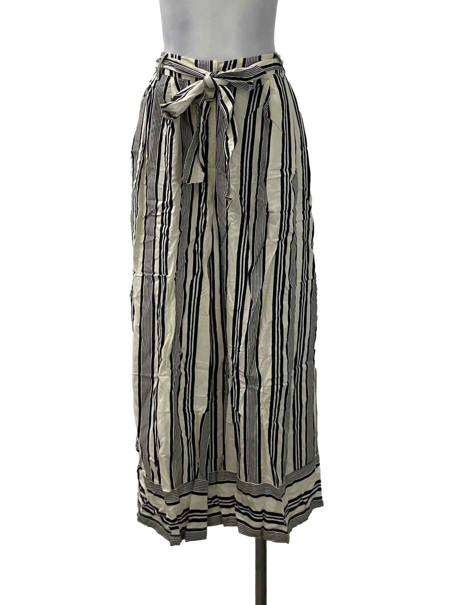 Beige Pinstripe Tie Pants